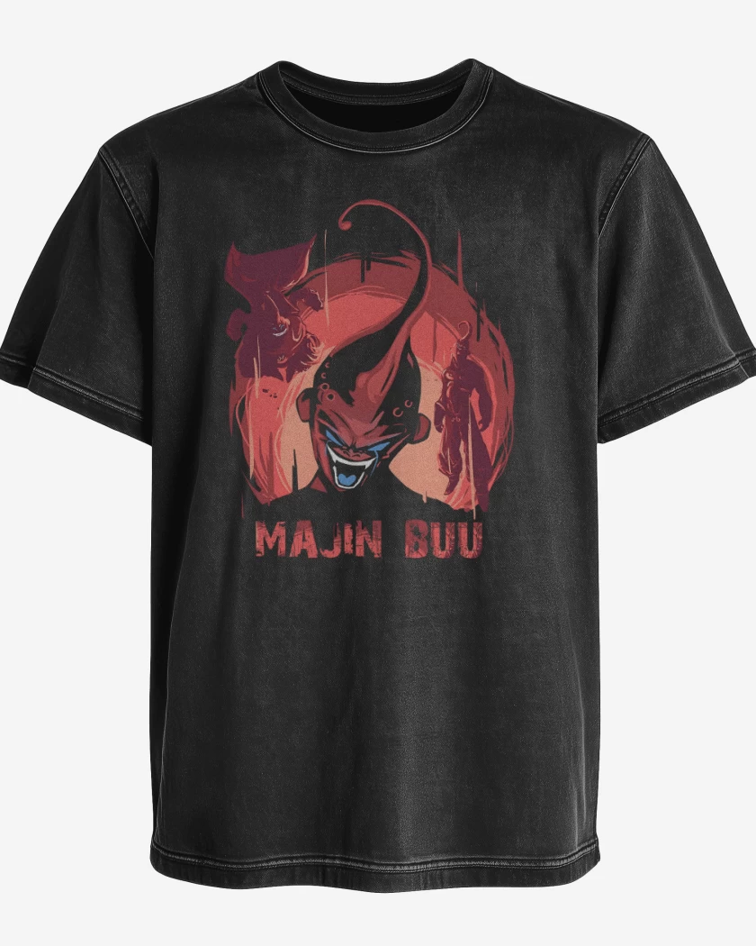 Polera desgastada Negro de Majin Buu