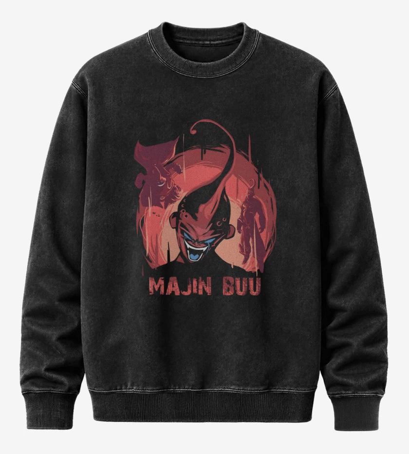 Poleron Polo Acid Wash Negro de Majin Buu