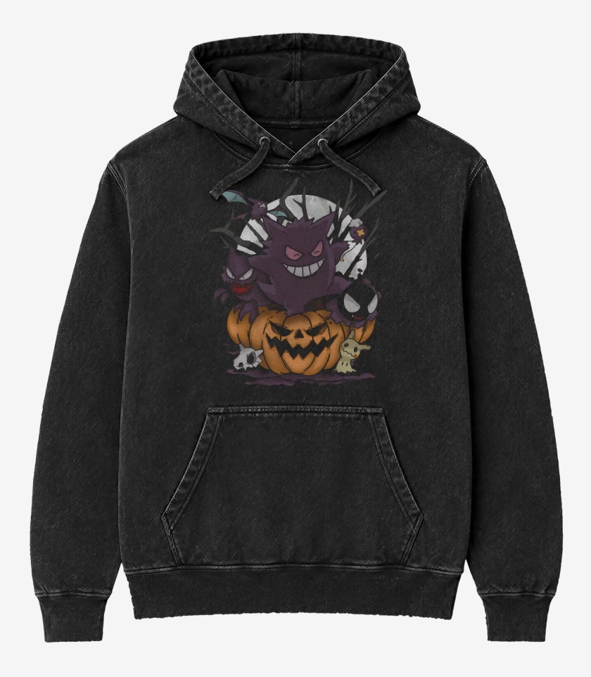 Poleron Canguro Acid Wash Negro de Gengarcillos 