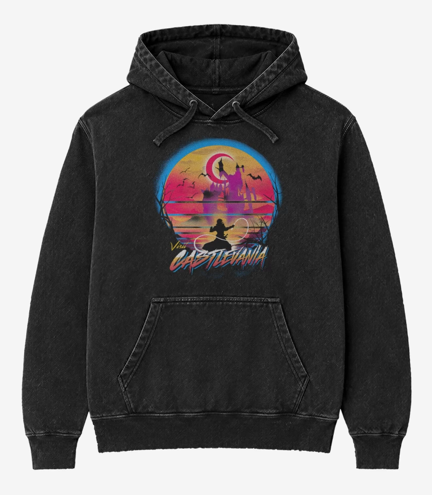 Poleron Canguro Acid Wash Negro de Visit castlevania