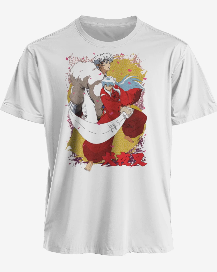 Polera premium Blanco de Inuyasha x Sesshomaru