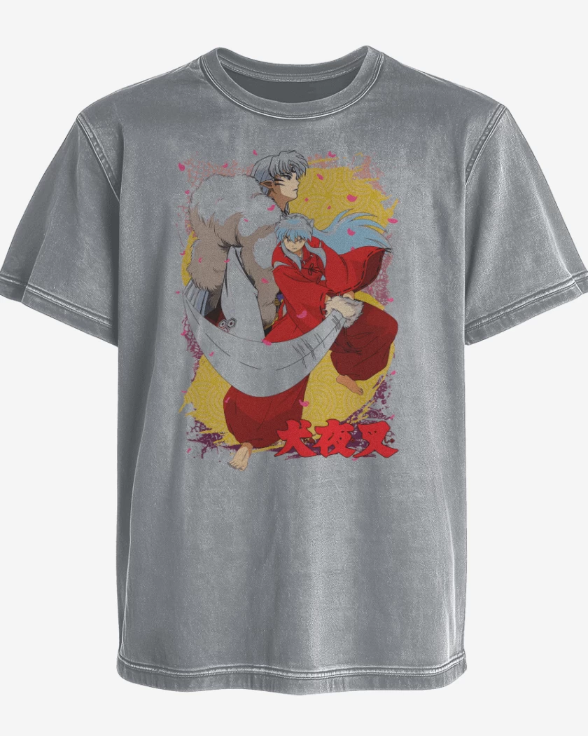 Polera desgastada Gris Melange de Inuyasha x Sesshomaru