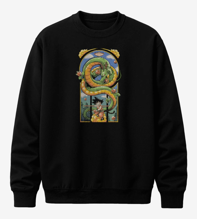 Poleron polo Negro de Goku Shen Long