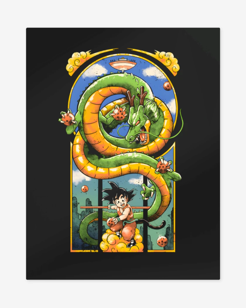 Print metalico Negro de Goku Shen Long