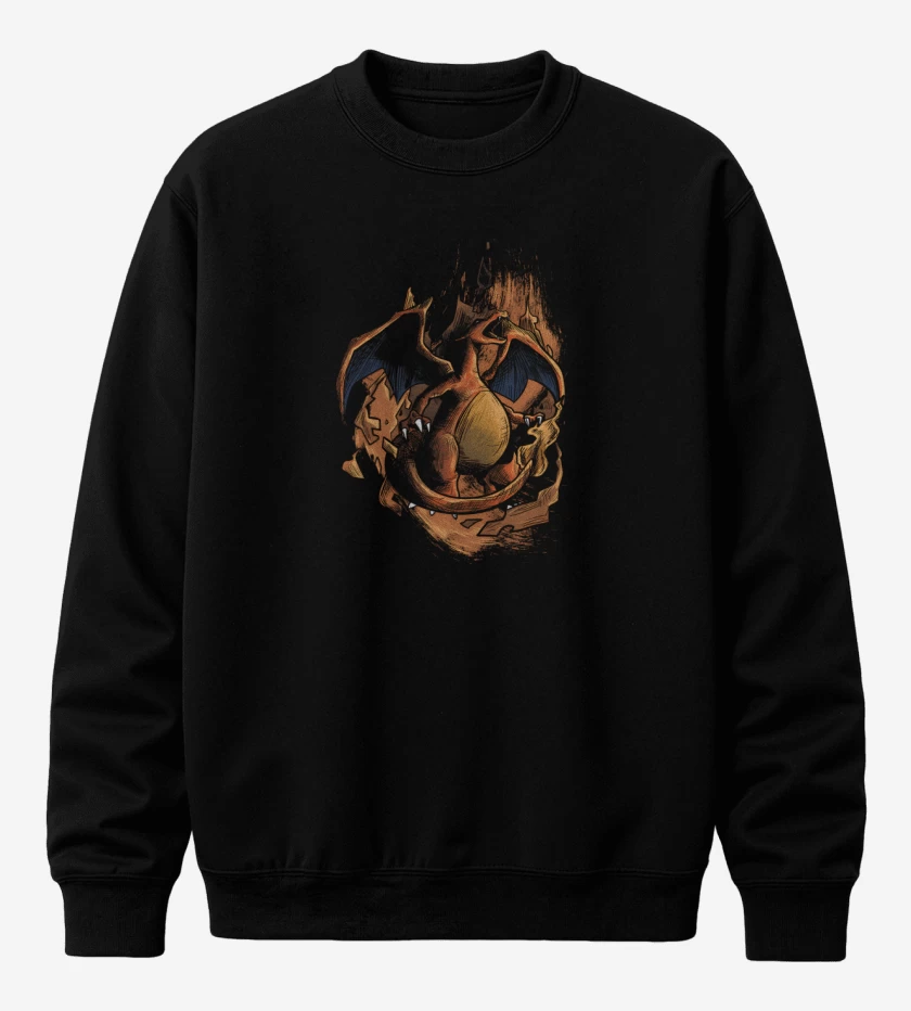 Poleron polo Negro de Charizard Ígneo 