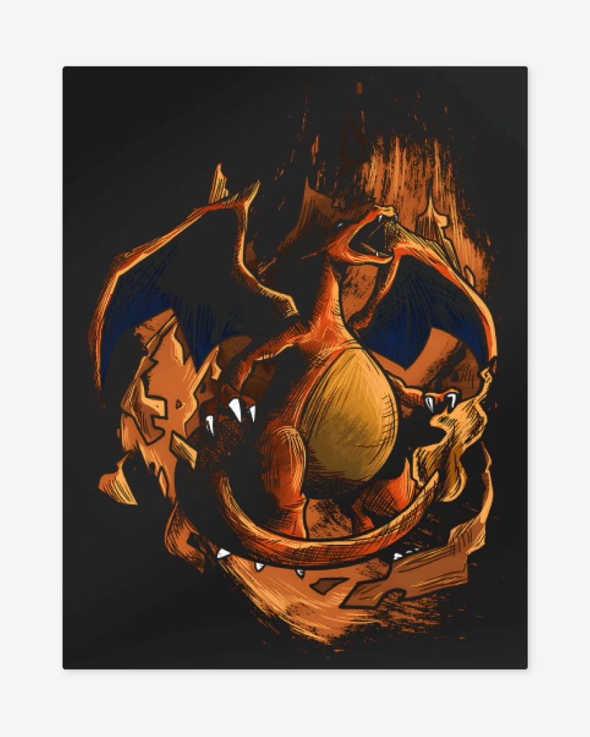 Print metalico Negro de Charizard Ígneo 