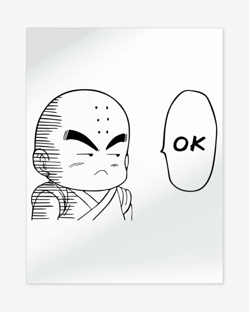 Print metalico Blanco de Krilin One Punch