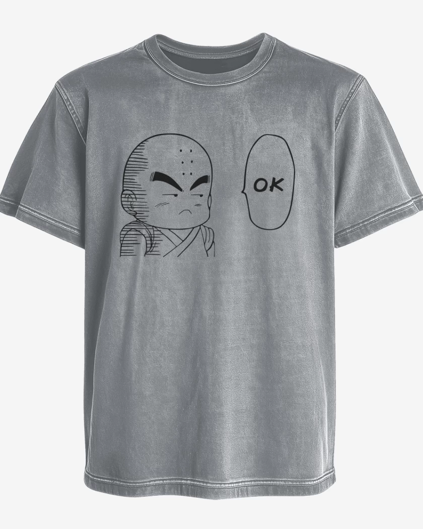 Polera desgastada Gris Melange de Krilin One Punch