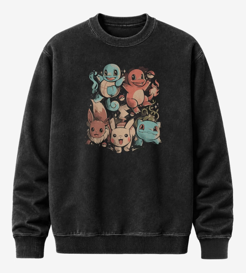 Poleron Polo Acid Wash Negro de Starters Pack