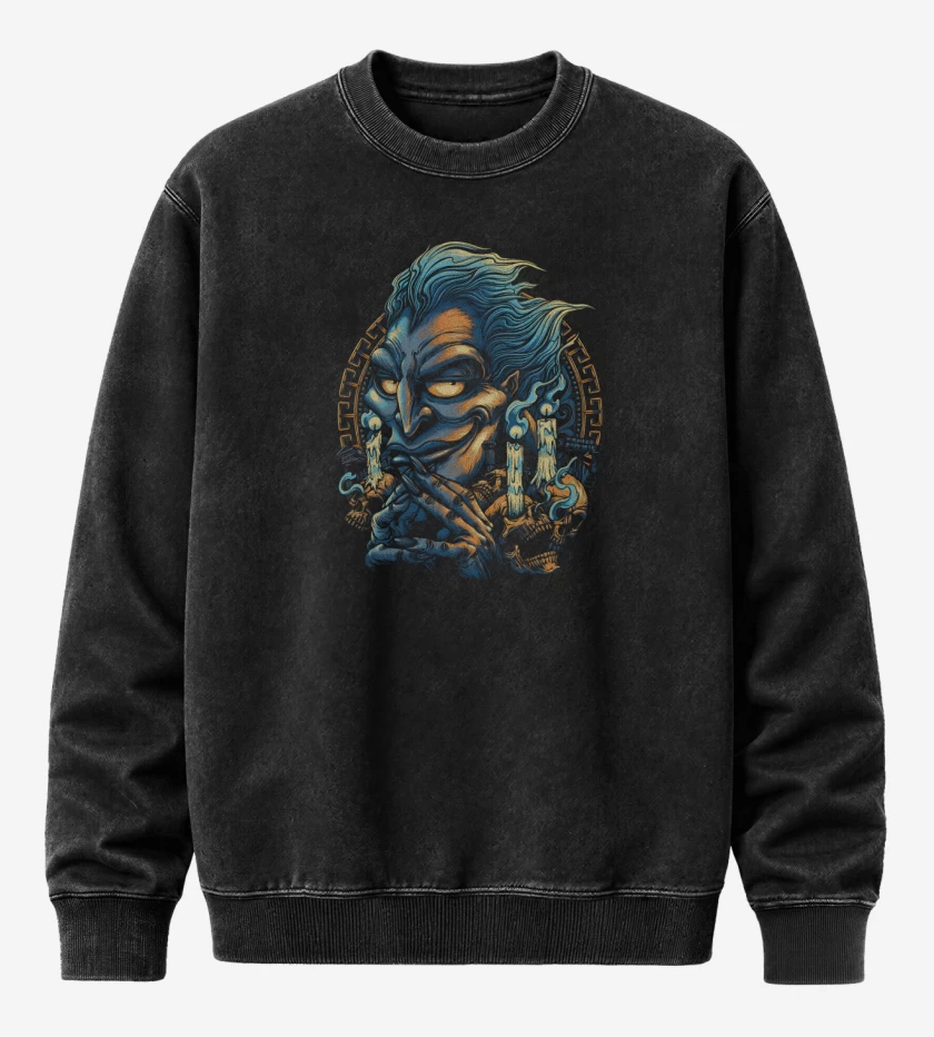 Poleron Polo Acid Wash Negro de Rey del Inframundo