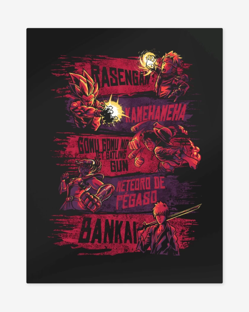 Print metalico Negro de Poder del Anime