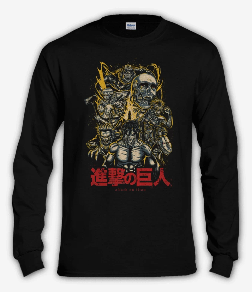 Polera manga larga Negro de Ataque de Titanes