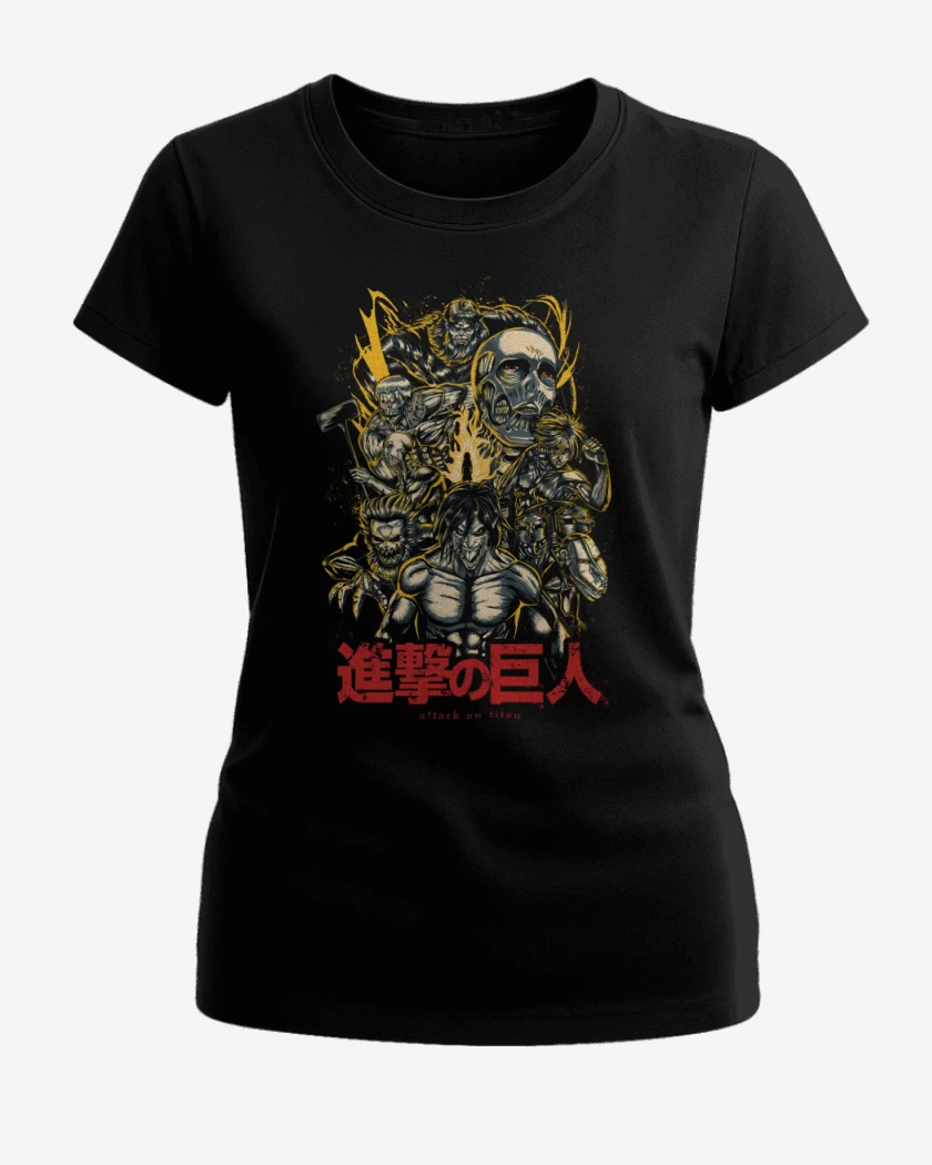 Polera de Mujer Negro de Ataque de Titanes