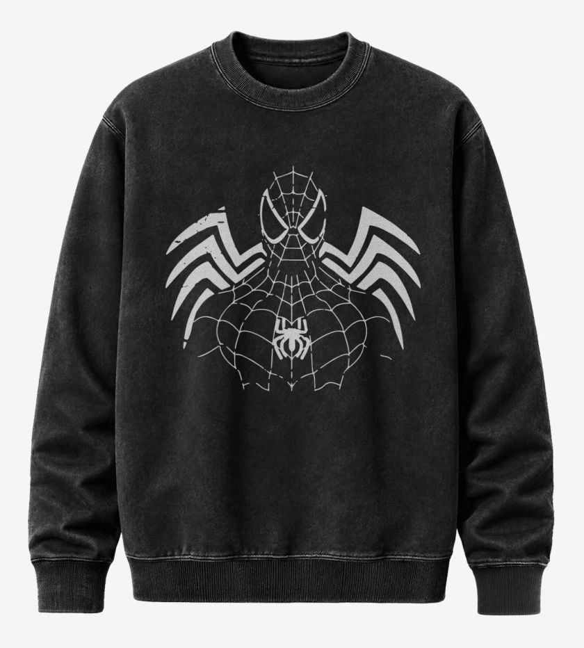 Poleron Polo Acid Wash Negro de Araña Negra