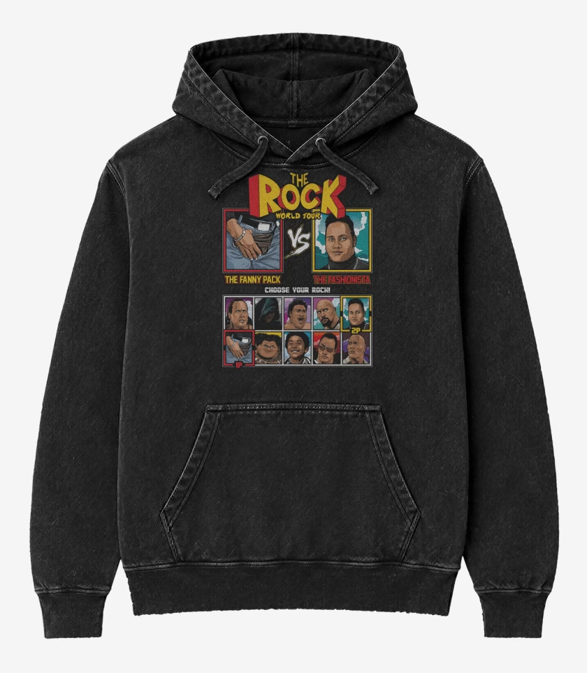 Poleron Canguro Acid Wash Negro de The Rock Vs