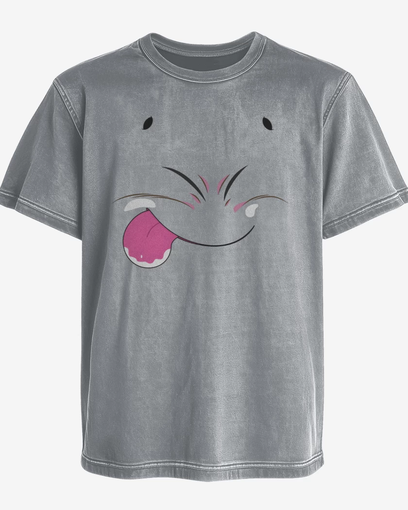 Polera desgastada Gris Melange de Majin Boo Face