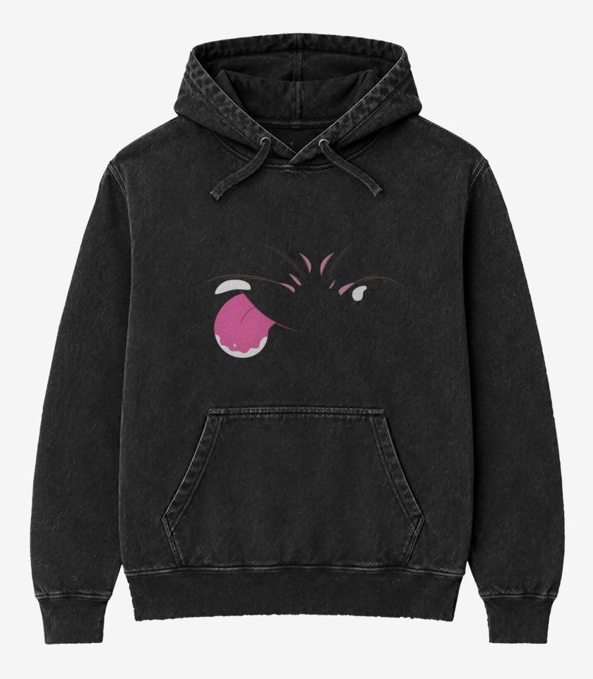 Poleron Canguro Acid Wash Negro de Majin Boo Face