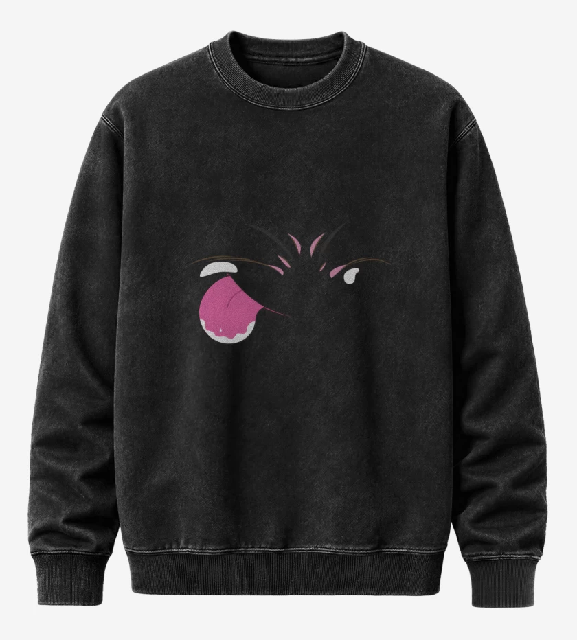 Poleron Polo Acid Wash Negro de Majin Boo Face