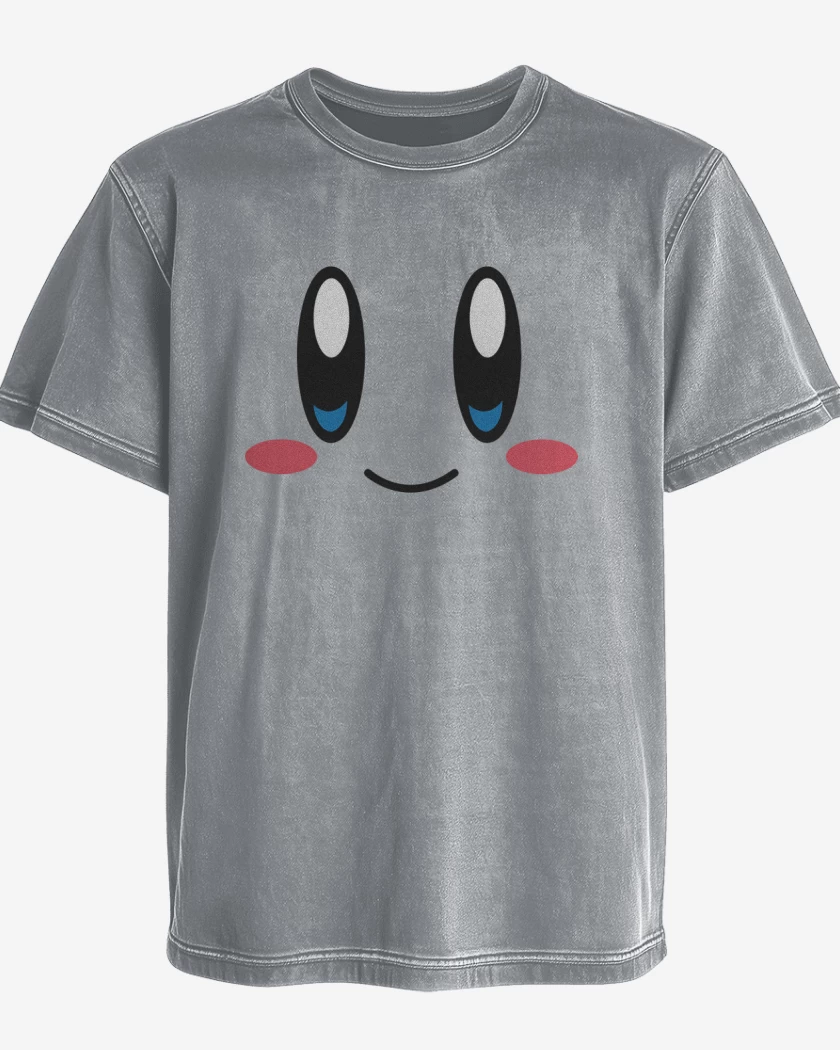 Polera desgastada Gris Melange de Kirby Face