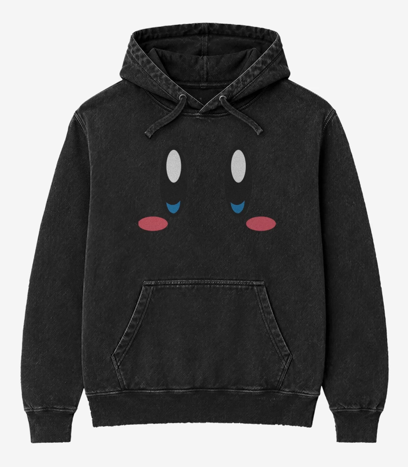 Poleron Canguro Acid Wash Negro de Kirby Face