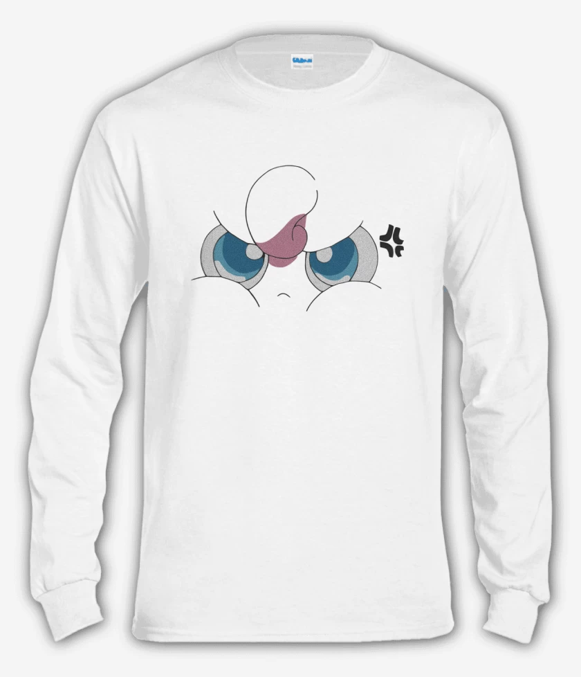 Polera manga larga Blanco de Jigglypuff Enojado