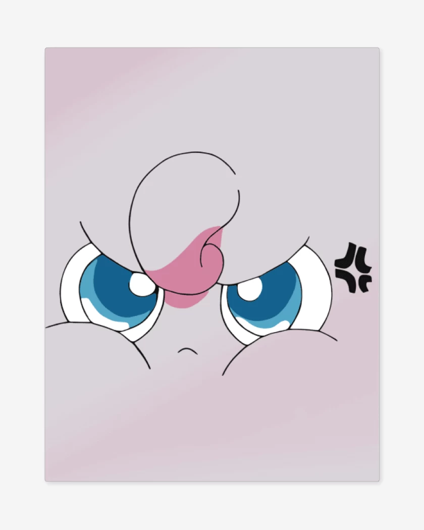 Print metalico Rosa Pastel de Jigglypuff Enojado