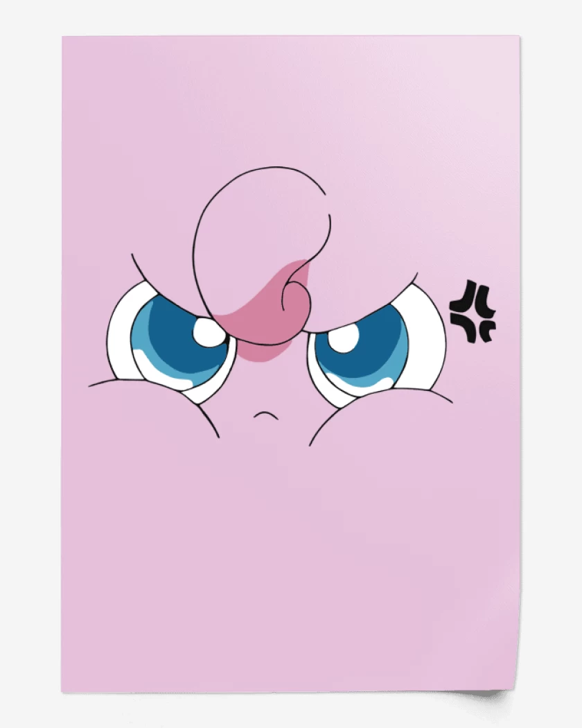 Print Rosa Pastel de Jigglypuff Enojado
