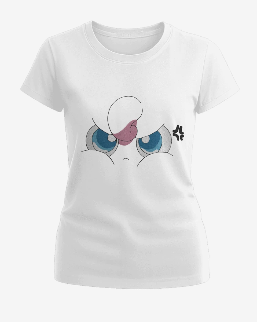 Polera de Mujer Blanco de Jigglypuff Enojado
