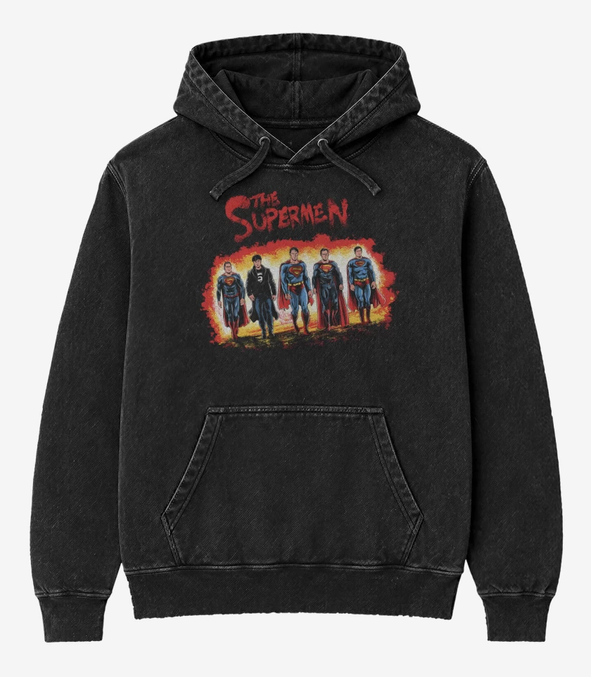 Poleron Canguro Acid Wash Negro de The Supermen