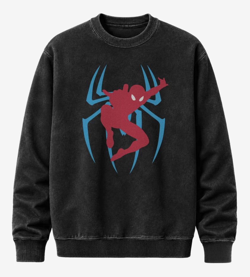 Poleron Polo Acid Wash Negro de Araña con muñeco