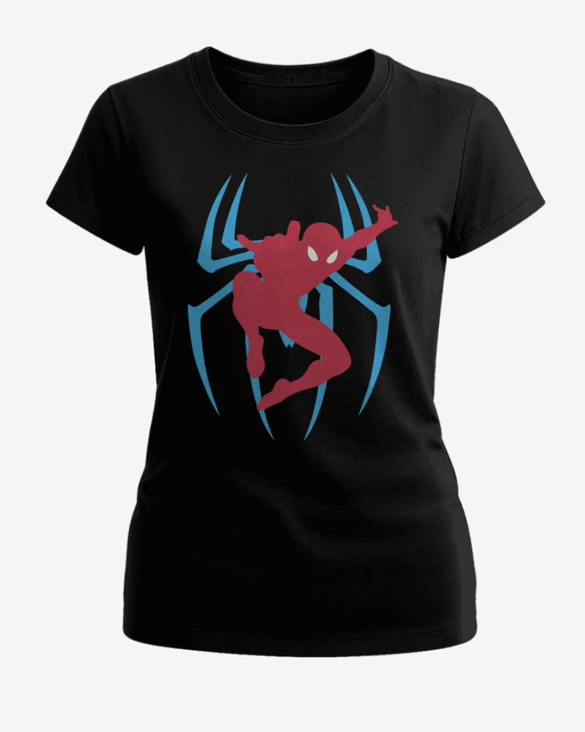 Polera de Mujer Negro de Araña con muñeco