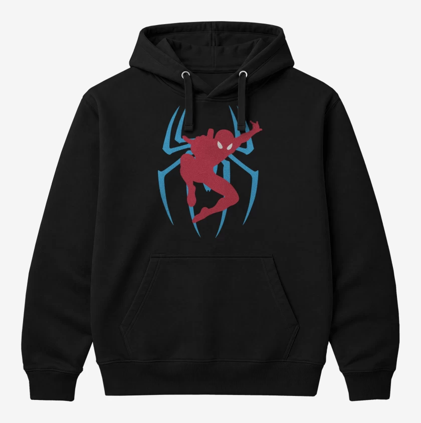 Polerón Canguro Negro de Araña con muñeco