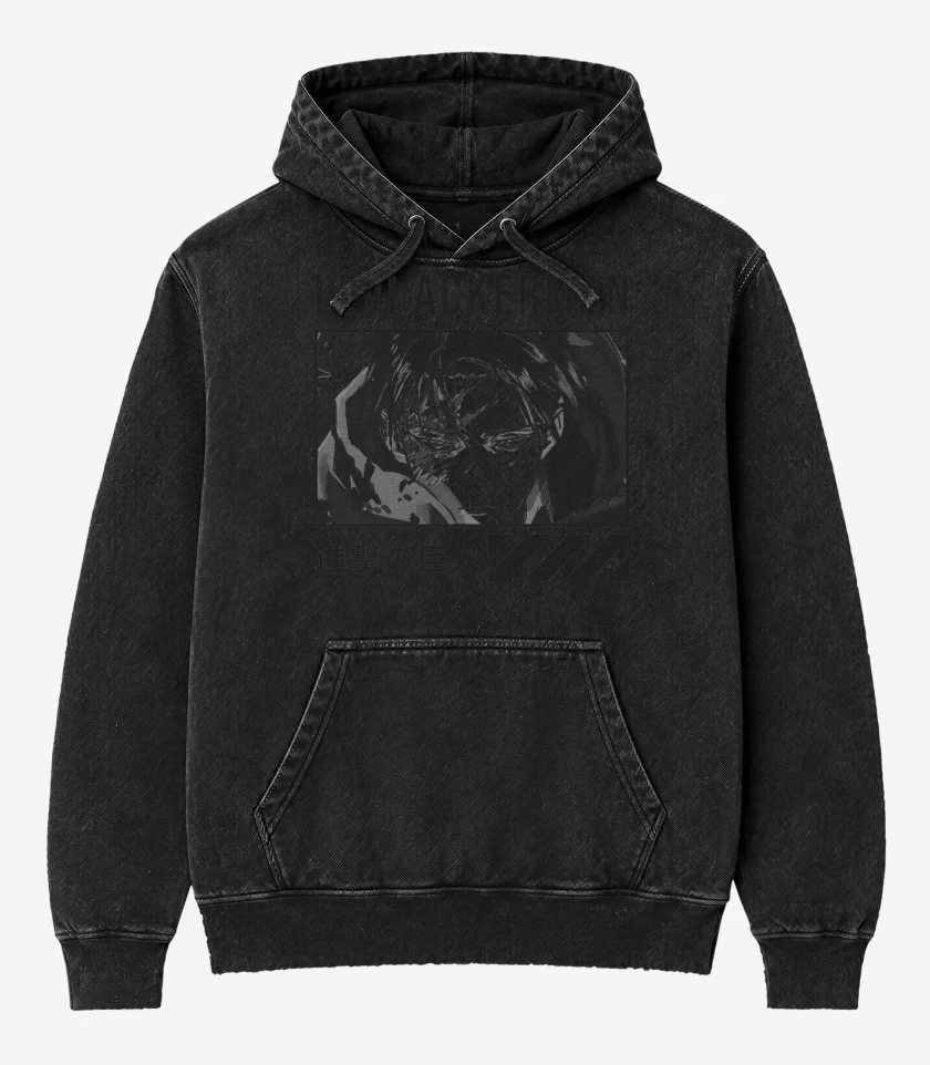 Poleron Canguro Acid Wash Negro de Levi Ackerman