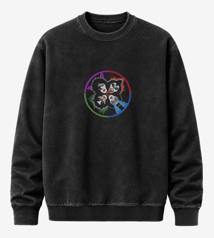 Poleron Polo Acid Wash Negro de Kiss Pecho