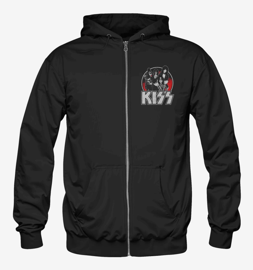 Poleron Canguro con cierre Negro de Kiss 