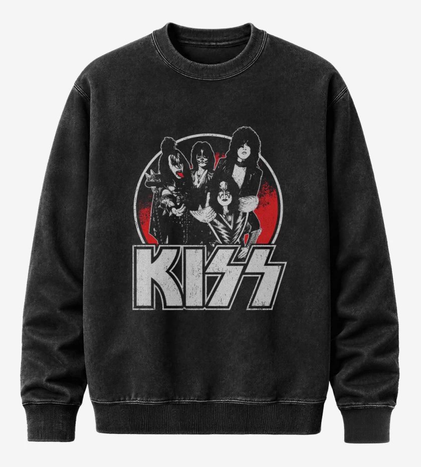 Poleron Polo Acid Wash Negro de Kiss 