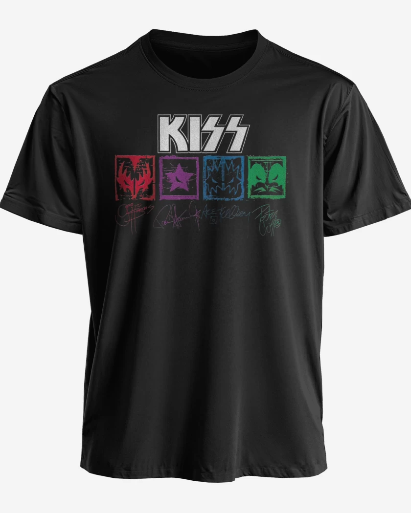 Polera premium Negro de Kiss autografiada