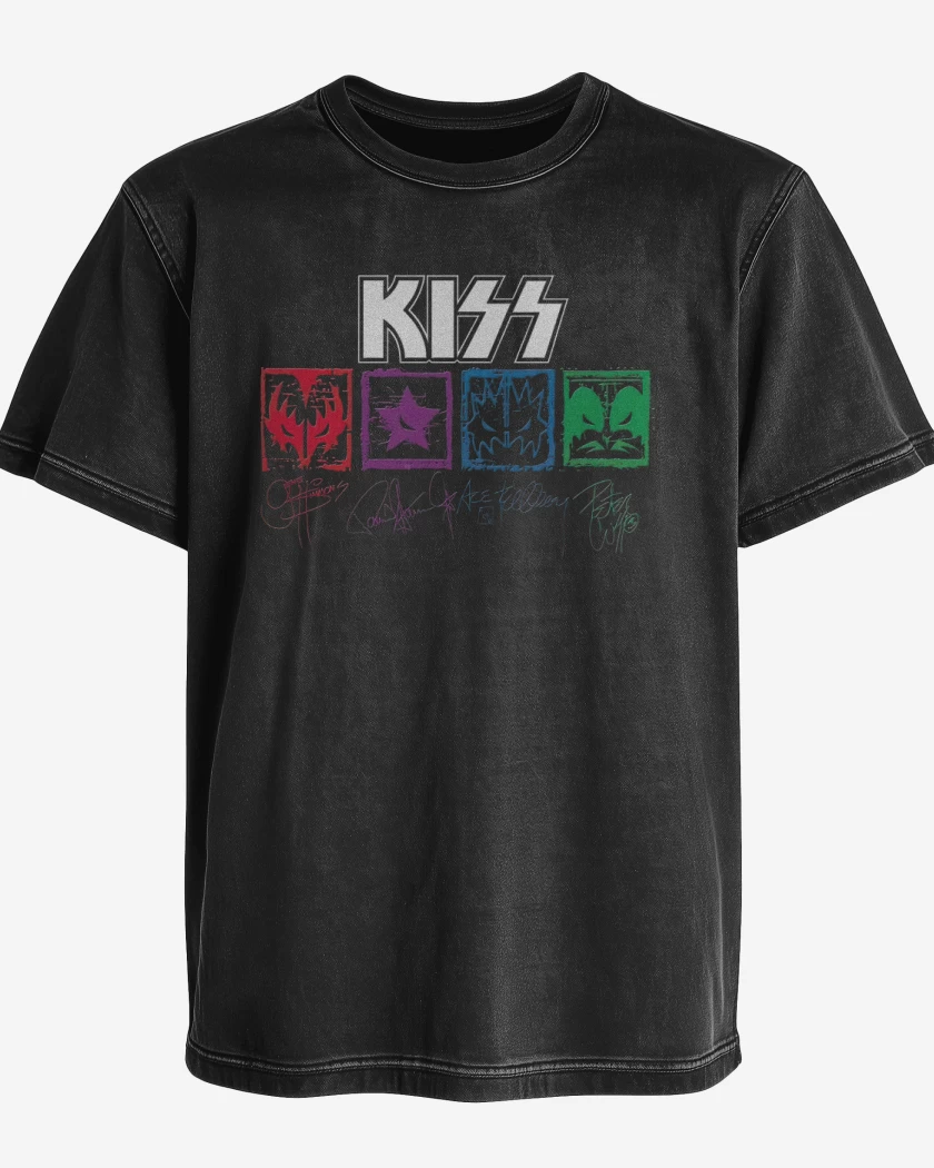 Polera desgastada Kiss autografiada