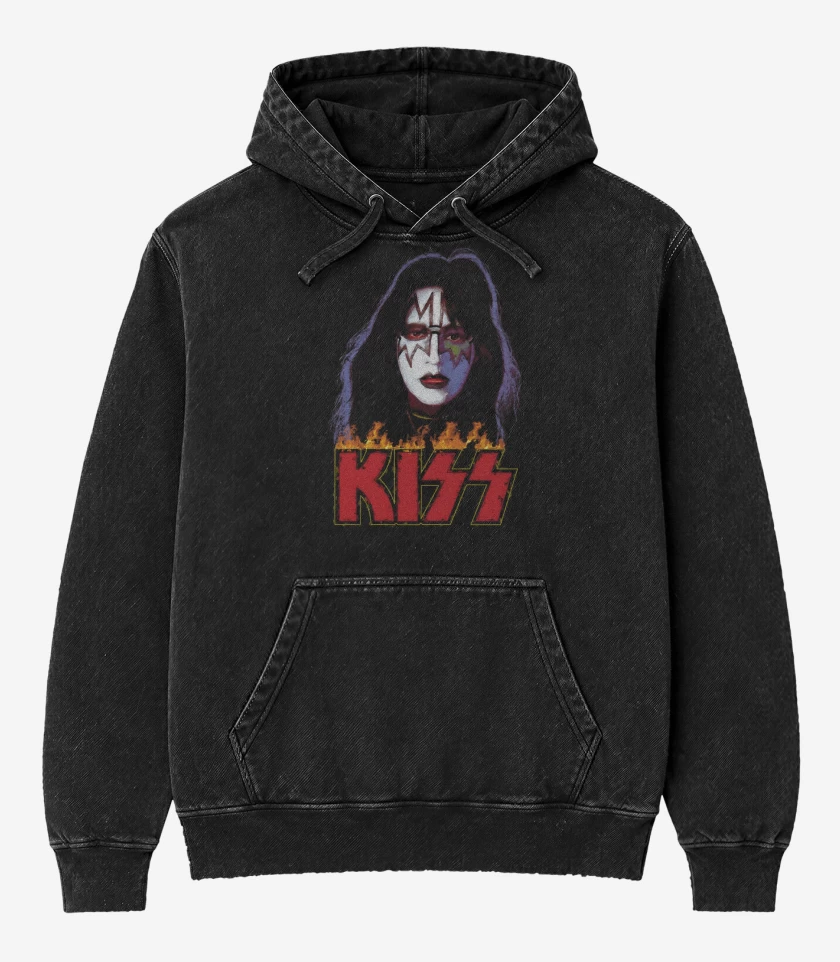 Poleron Canguro Acid Wash Negro de Spaceman