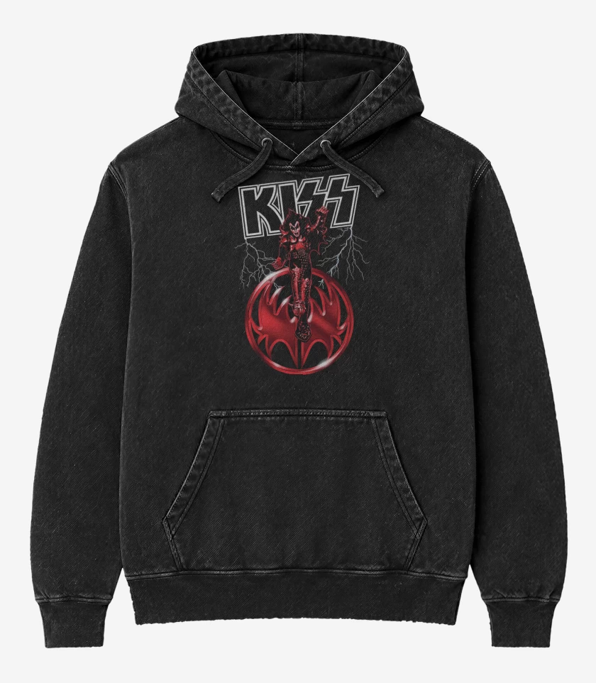 Poleron Canguro Acid Wash Negro de Demon Simmons