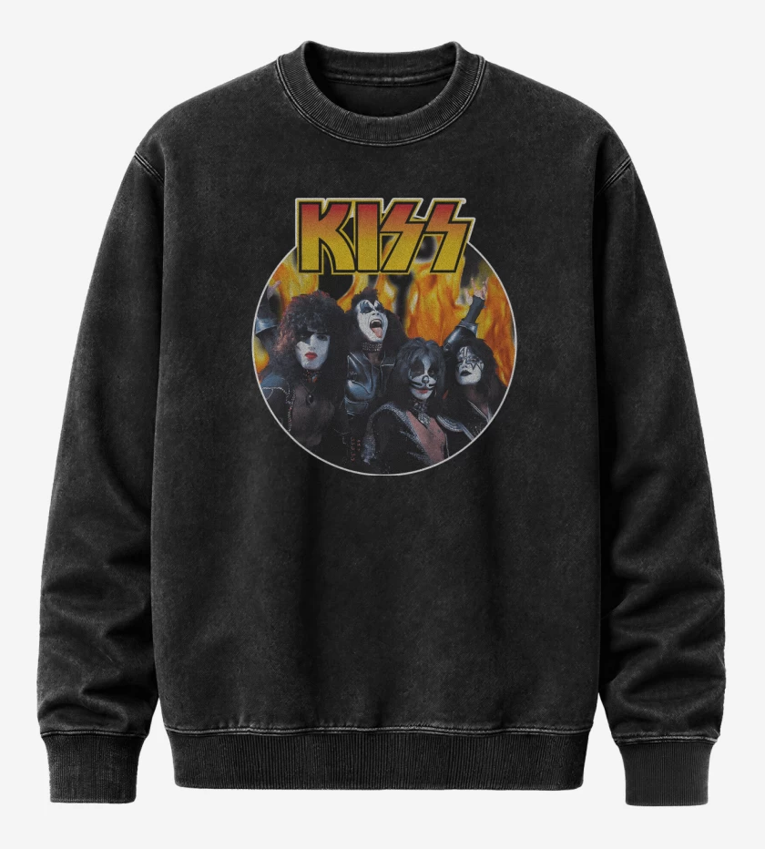 Poleron Polo Acid Wash Negro de KISS