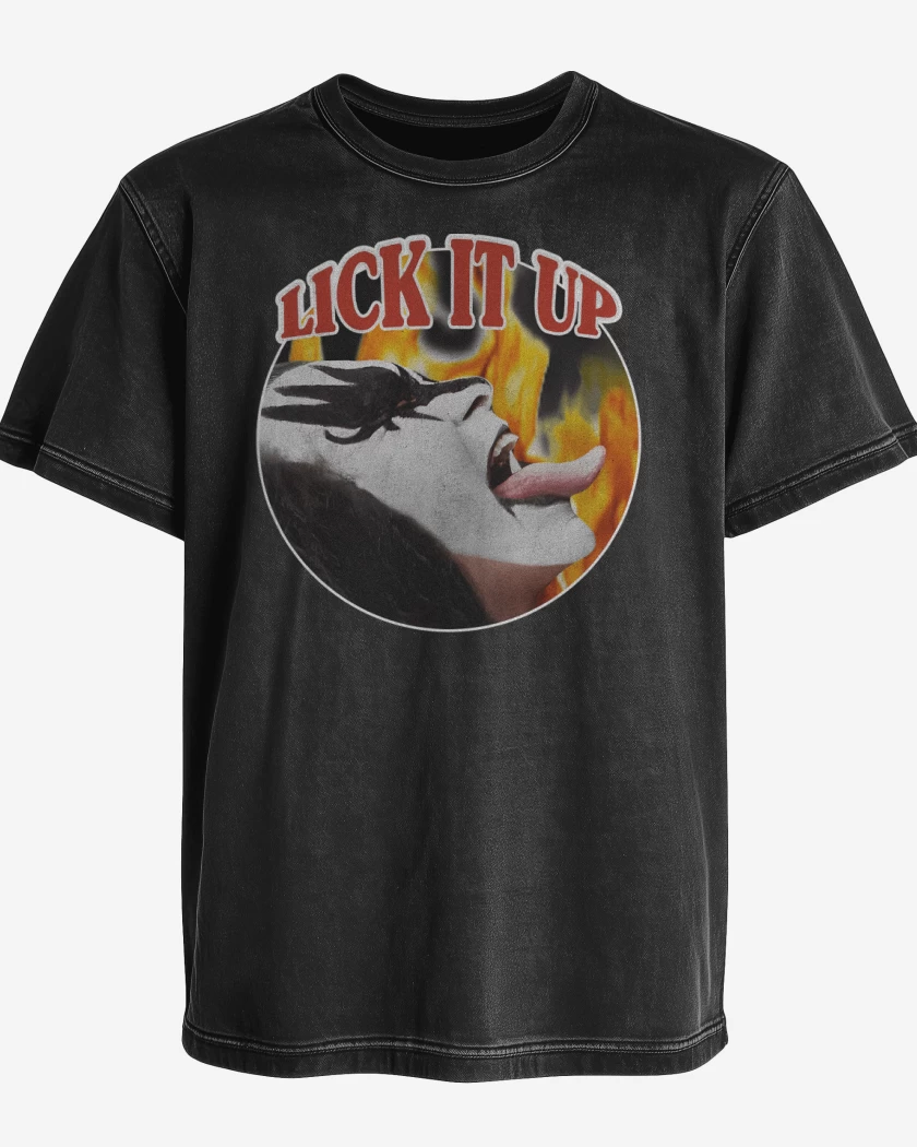 Polera desgastada Negro de Lick it UP!