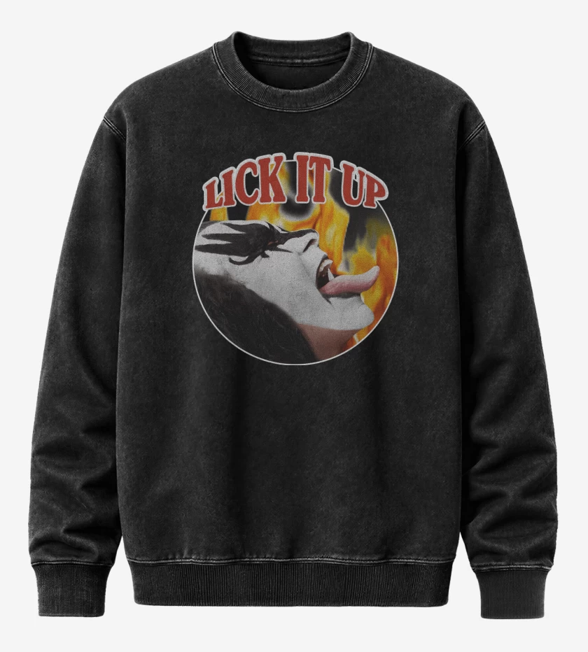 Poleron Polo Acid Wash Negro de Lick it UP!