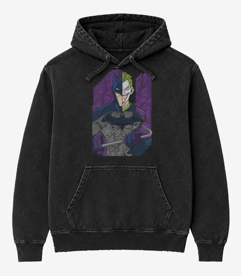 Poleron Canguro Acid Wash Negro de Orden y Caos