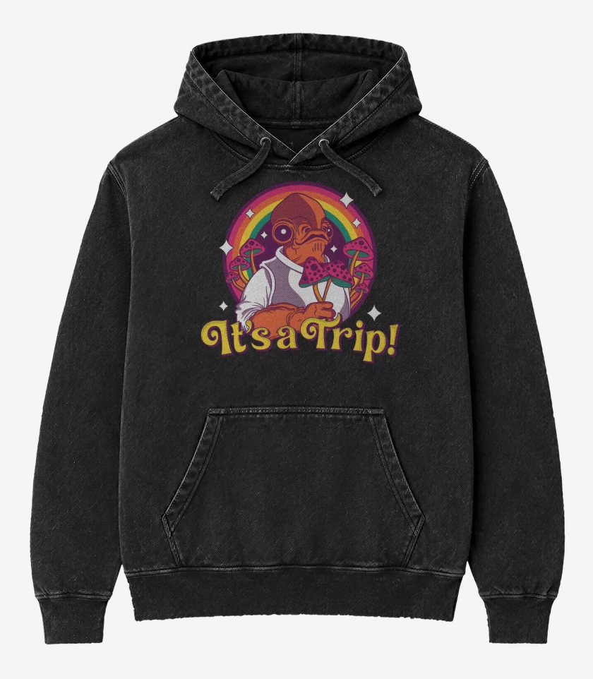 Poleron Canguro Acid Wash Negro de Its a Trip