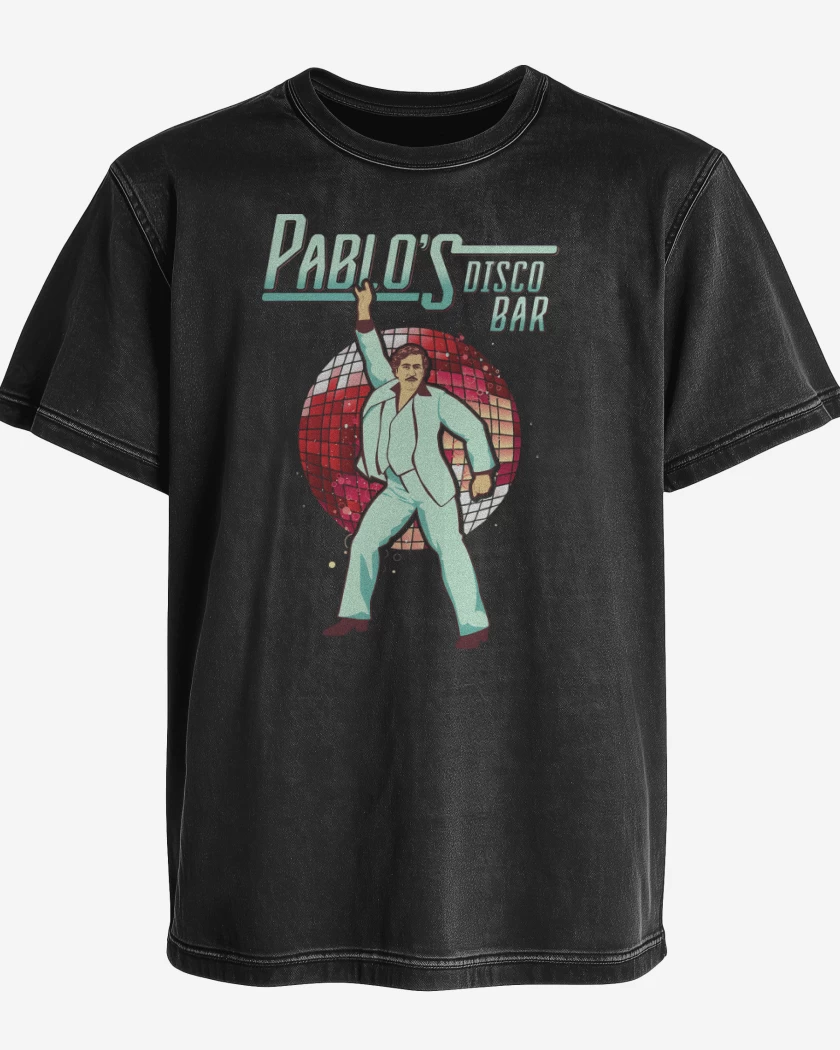 Polera desgastada Negro de Pablos Disco Bar