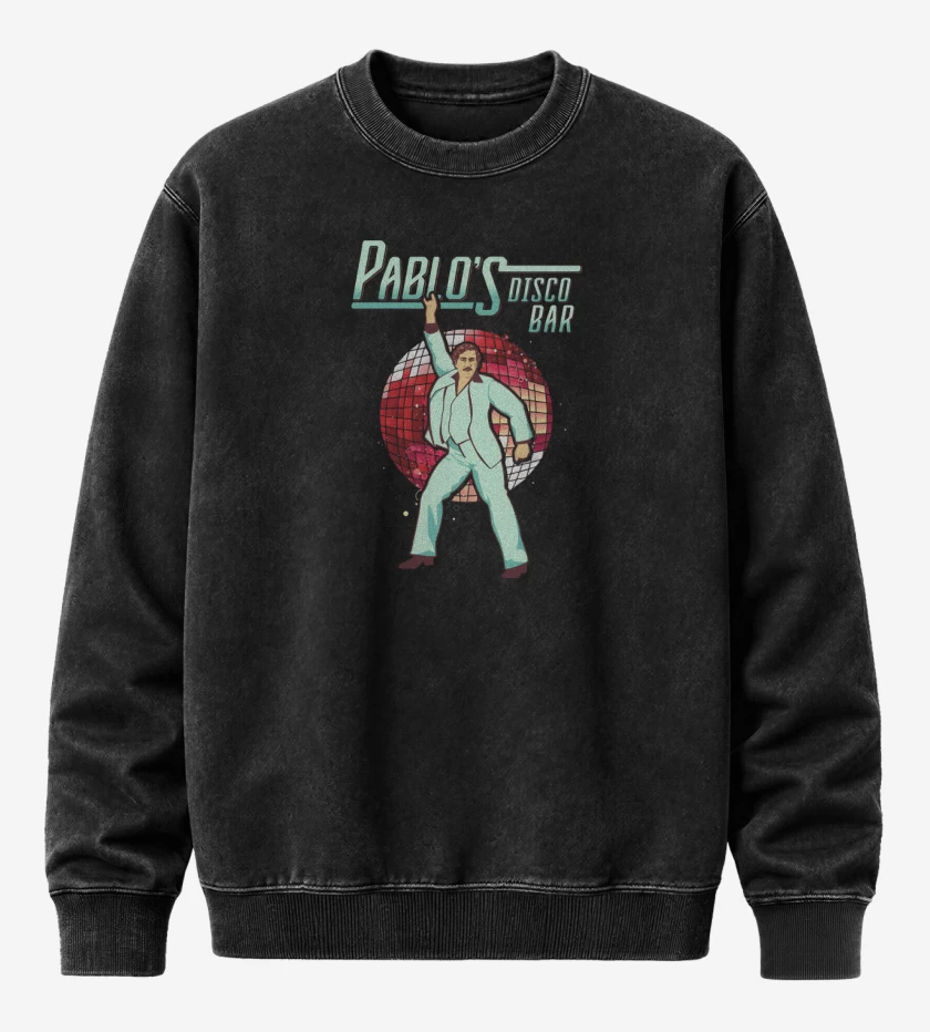 Poleron Polo Acid Wash Negro de Pablos Disco Bar