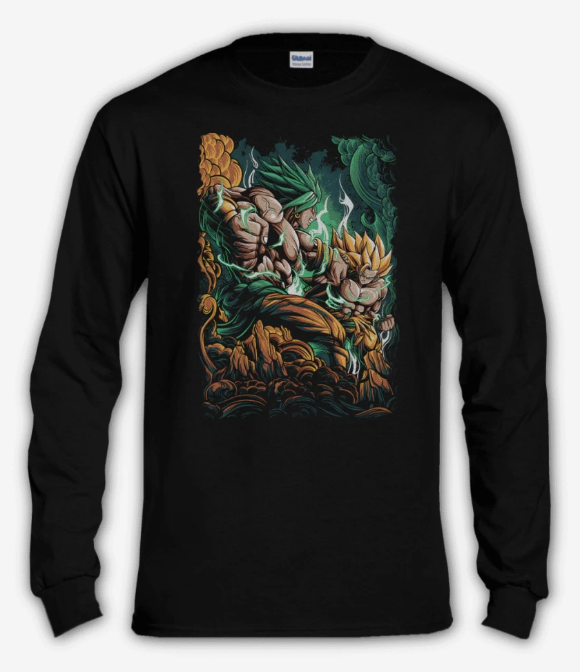 Polera manga larga Negro de Broly vs Goku SSJ3