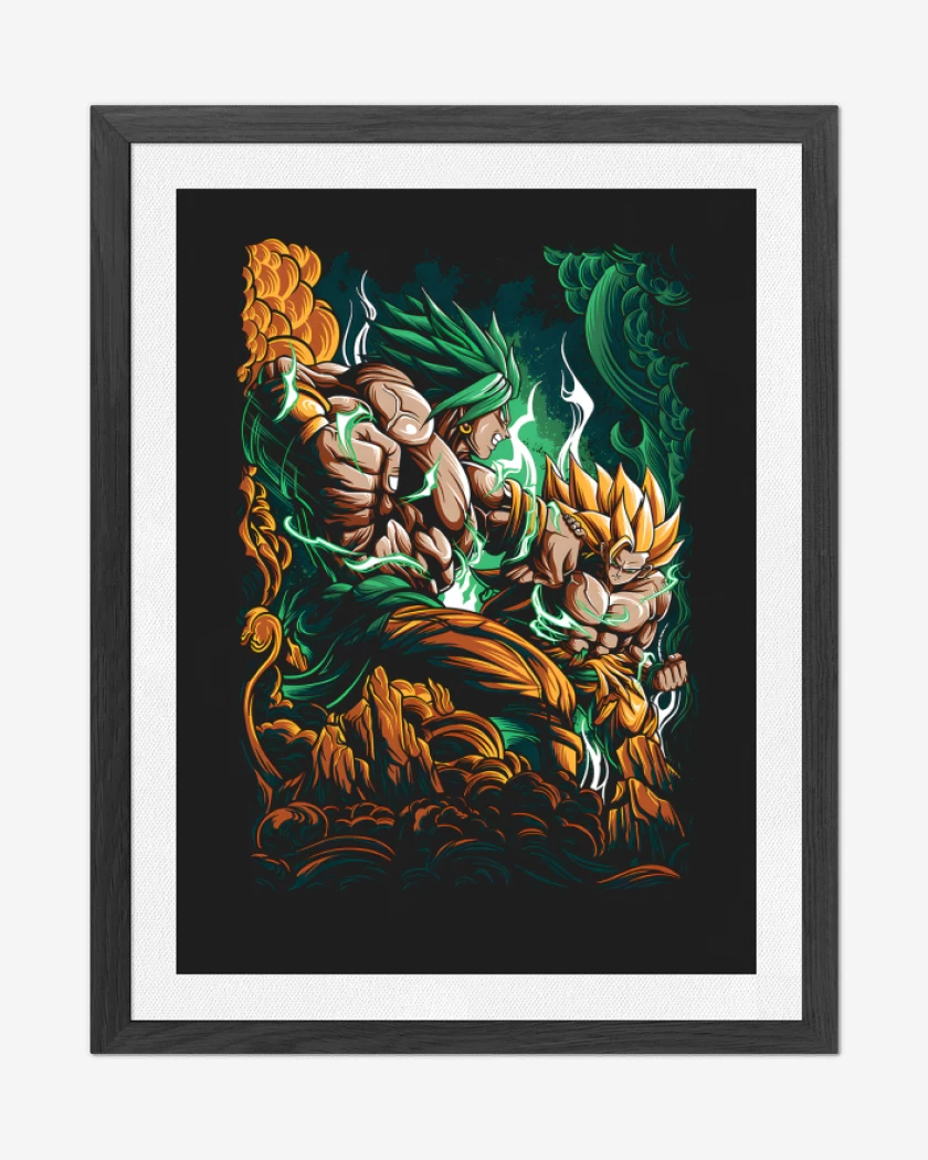 Cuadro decorativo Negro de Broly vs Goku SSJ3