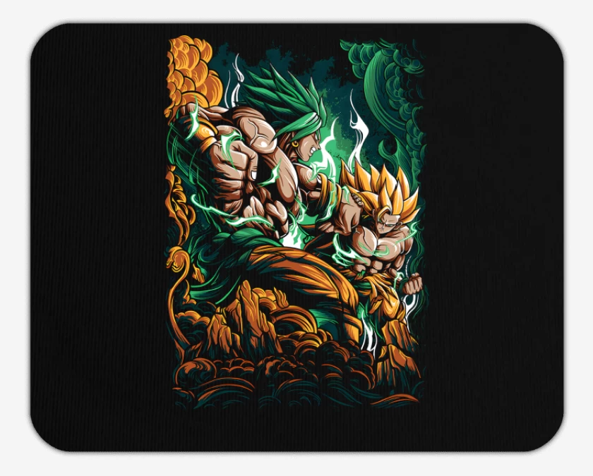 Mousepad Negro de Broly vs Goku SSJ3